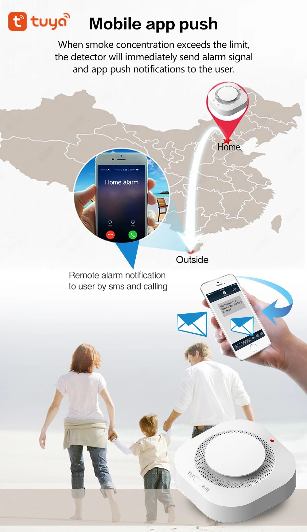 Tuya Zigbee Wifi Smoke Detector Sensor 80DB Alarm Fire Smart Smoke Detector Wifi Fire Protection Home Security Alarm Smart Life