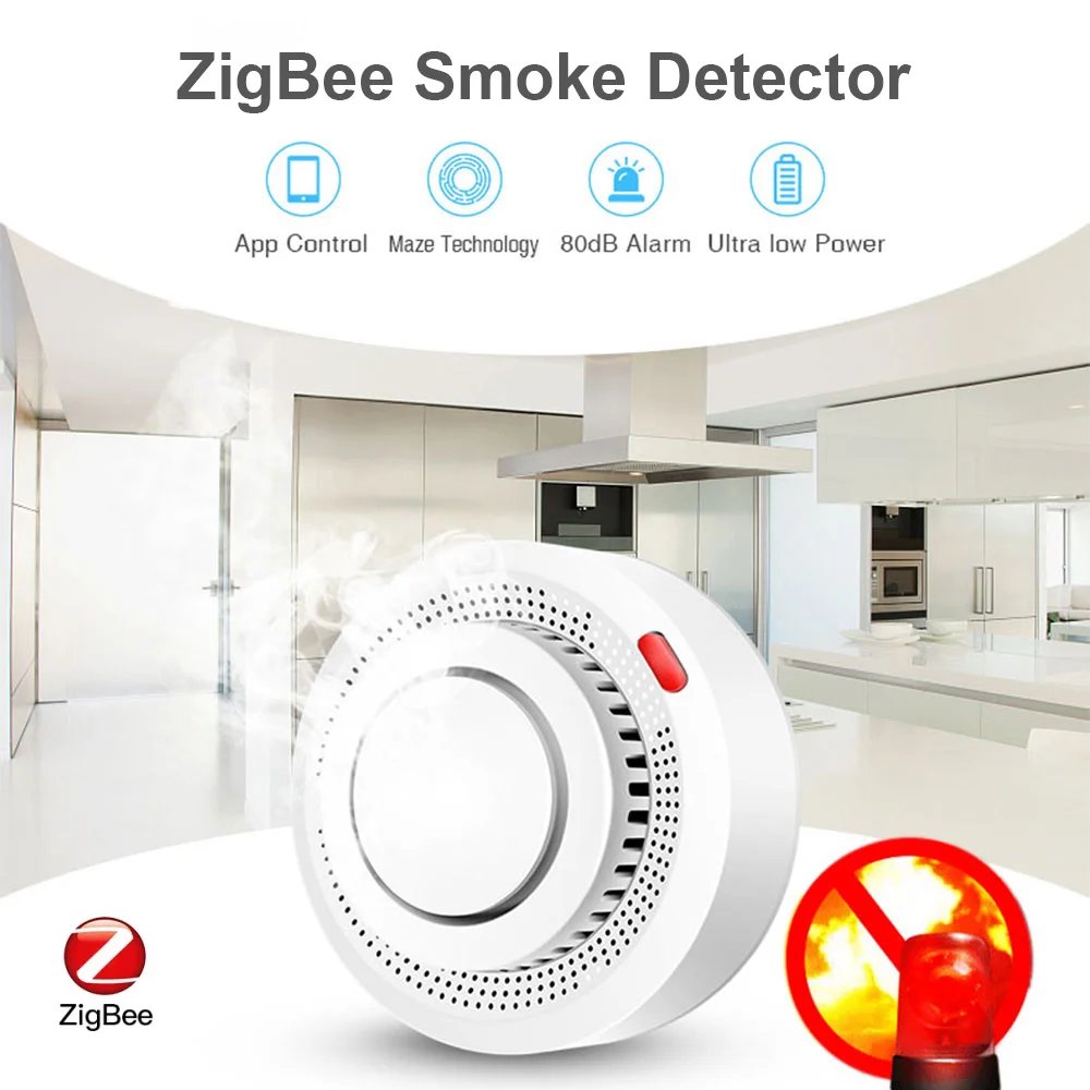 Wifi/Zigbee Tuya Smart Smoke Detector Sensor Wireless Fire Protection Smoke Alarm High Sensitivity Safety Prevention Sensor 80DB