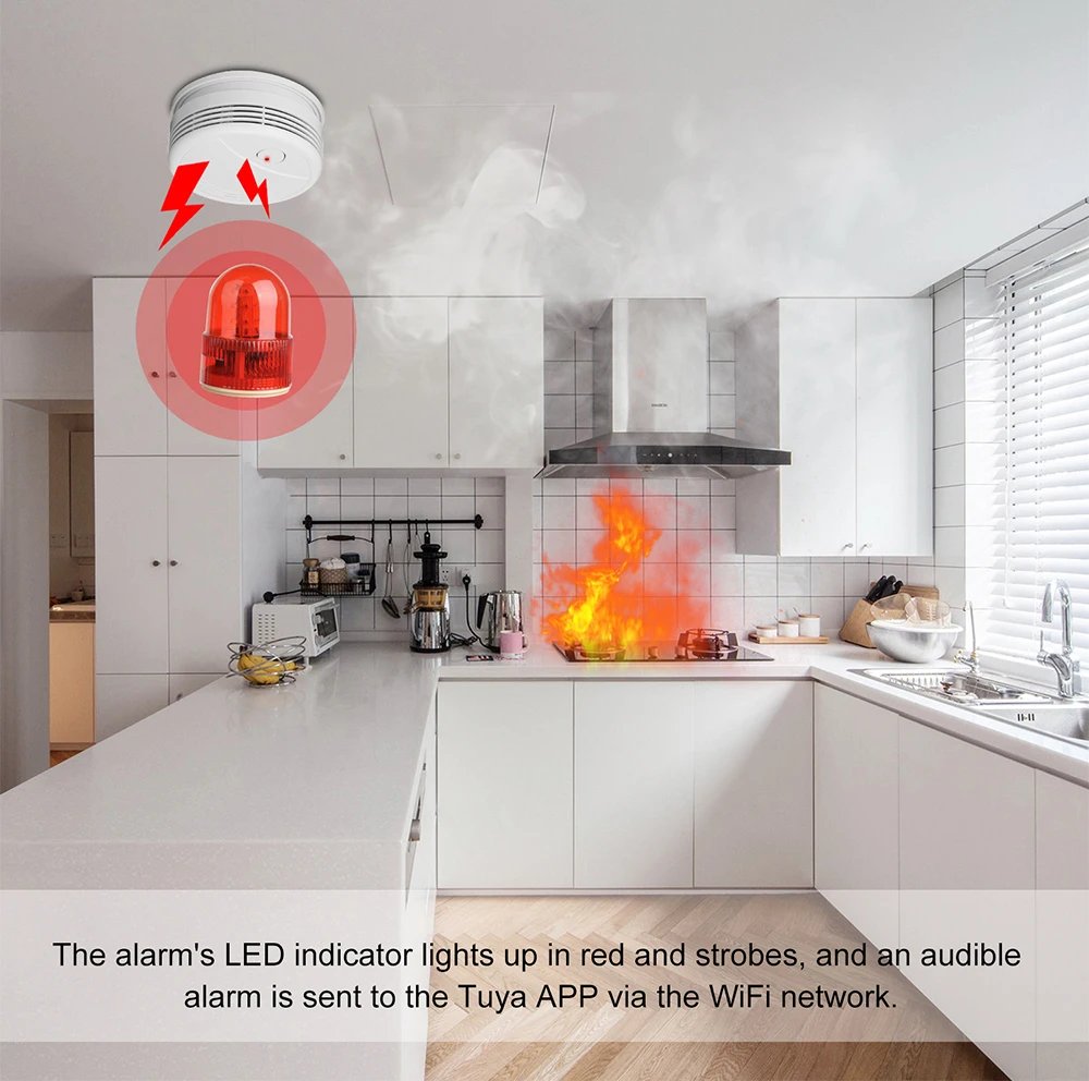 Independent Smoke Detector Sensor Fire Alarm Home Security System Firefighters Tuya WiFi Smoke Alarm Fire Protection Independent Smoke Detector Sensor Fire Alarm Home Security System Firefighters Tuya WiFi Smoke Alarm Fire Protection