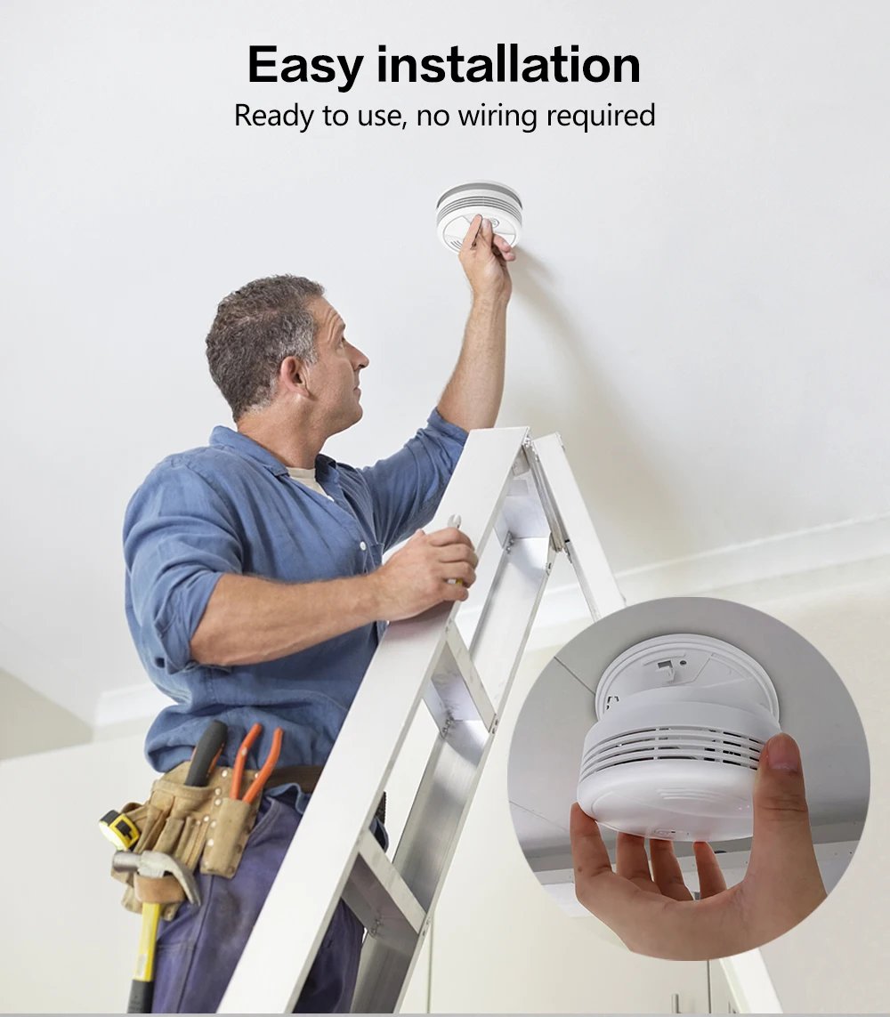 Independent Smoke Detector Sensor Fire Alarm Home Security System Firefighters Tuya WiFi Smoke Alarm Fire Protection Independent Smoke Detector Sensor Fire Alarm Home Security System Firefighters Tuya WiFi Smoke Alarm Fire Protection