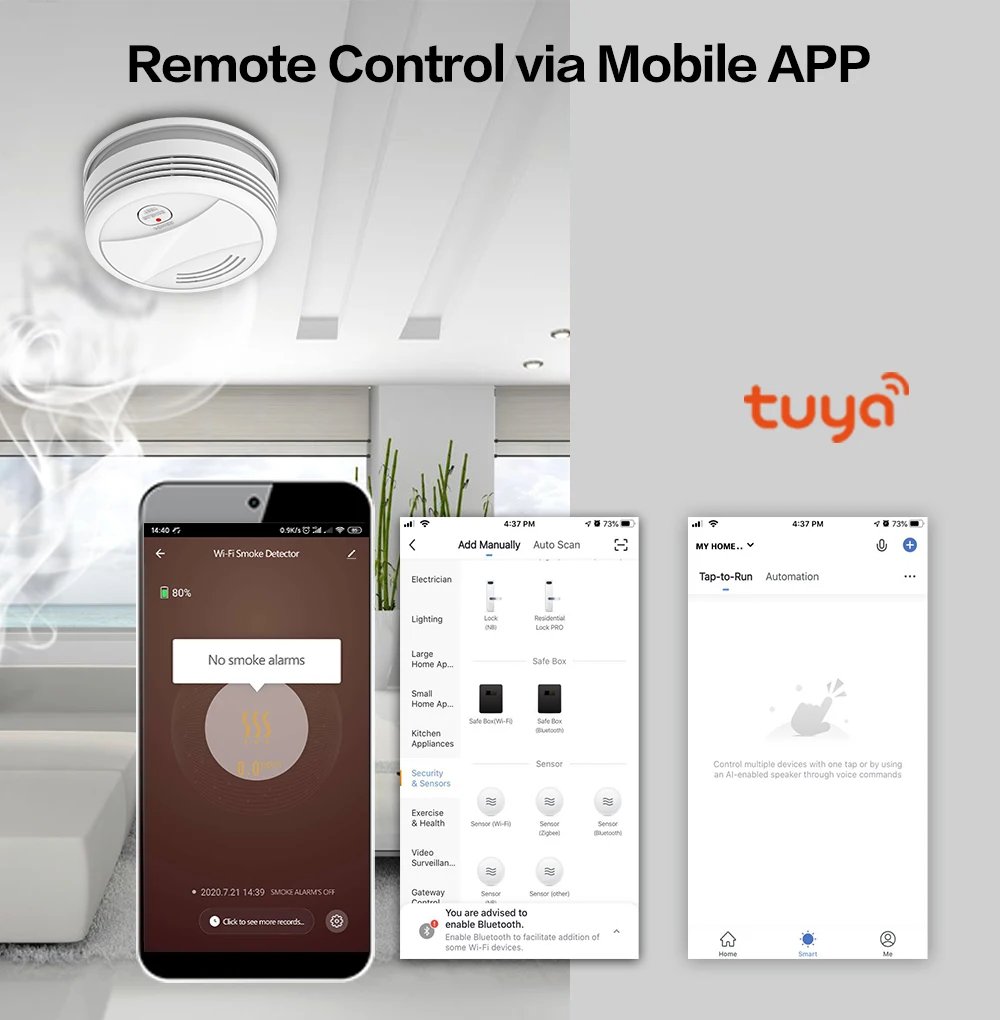 Independent Smoke Detector Sensor Fire Alarm Home Security System Firefighters Tuya WiFi Smoke Alarm Fire Protection Independent Smoke Detector Sensor Fire Alarm Home Security System Firefighters Tuya WiFi Smoke Alarm Fire Protection