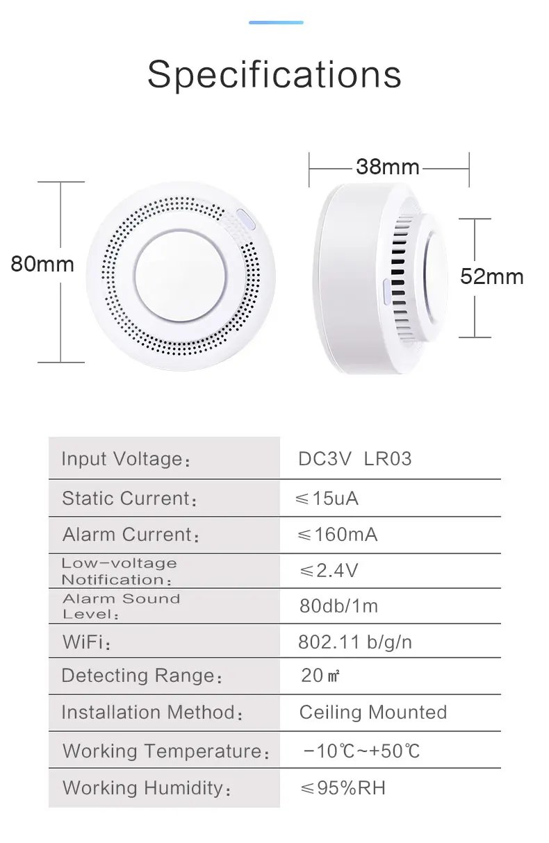 Independent Smoke Detector Sensor Fire Alarm Home Security System Firefighters Tuya WiFi Smoke Alarm Fire Protection Independent Smoke Detector Sensor Fire Alarm Home Security System Firefighters Tuya WiFi Smoke Alarm Fire Protection