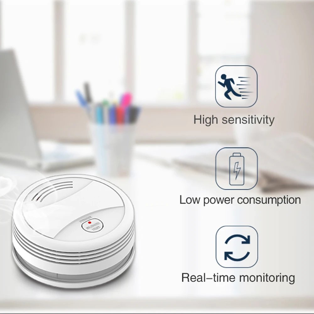 EN14604 Certified Tuya Smart WiFi Smoke Detector Sensor 80DB Alarm Fire Smoke Detector Wifi Fire Protection Home Security Alarm