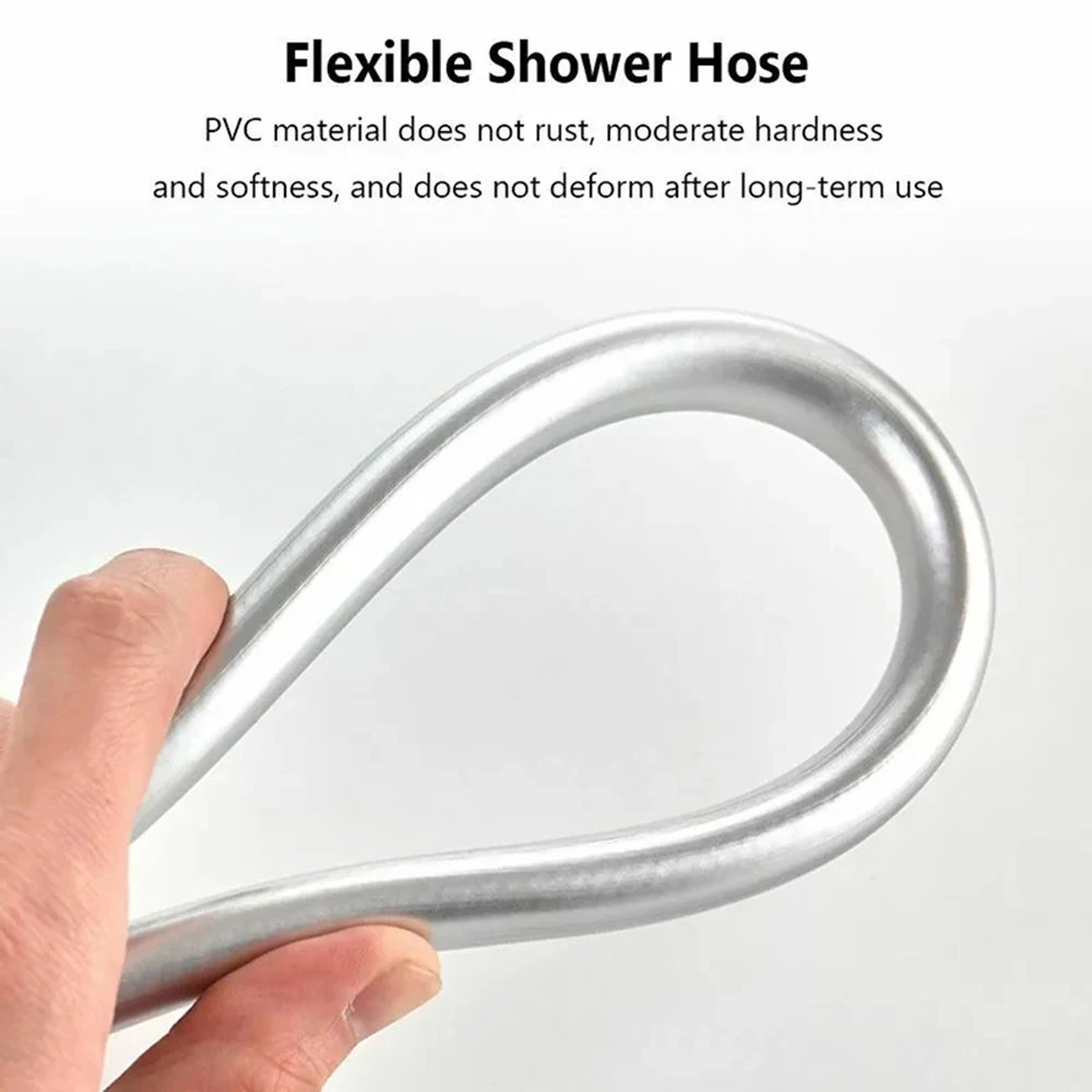 New PVC High Pressure Silver & Black Smooth Shower Hose For Bathroom Handheld Head Flexible Plumbing Anti Winding GI/2 Universal