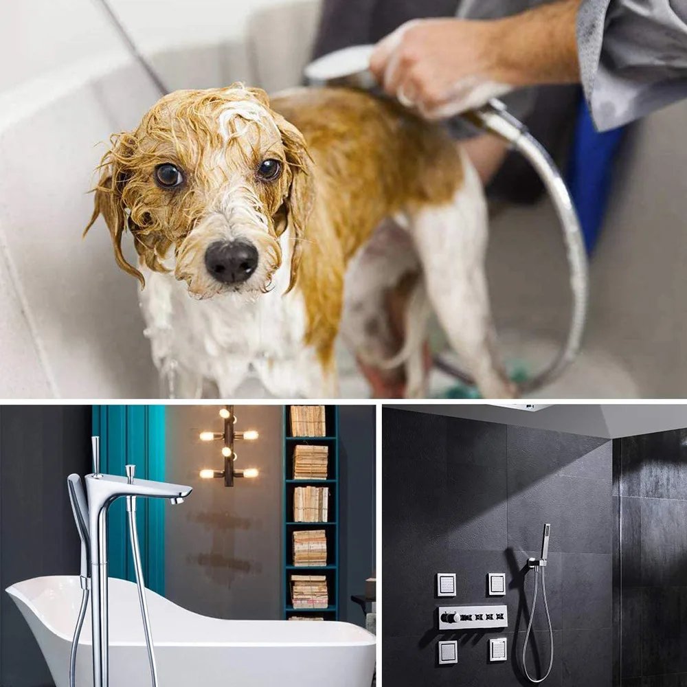 New PVC High Pressure Silver & Black Smooth Shower Hose For Bathroom Handheld Head Flexible Plumbing Anti Winding GI/2 Universal