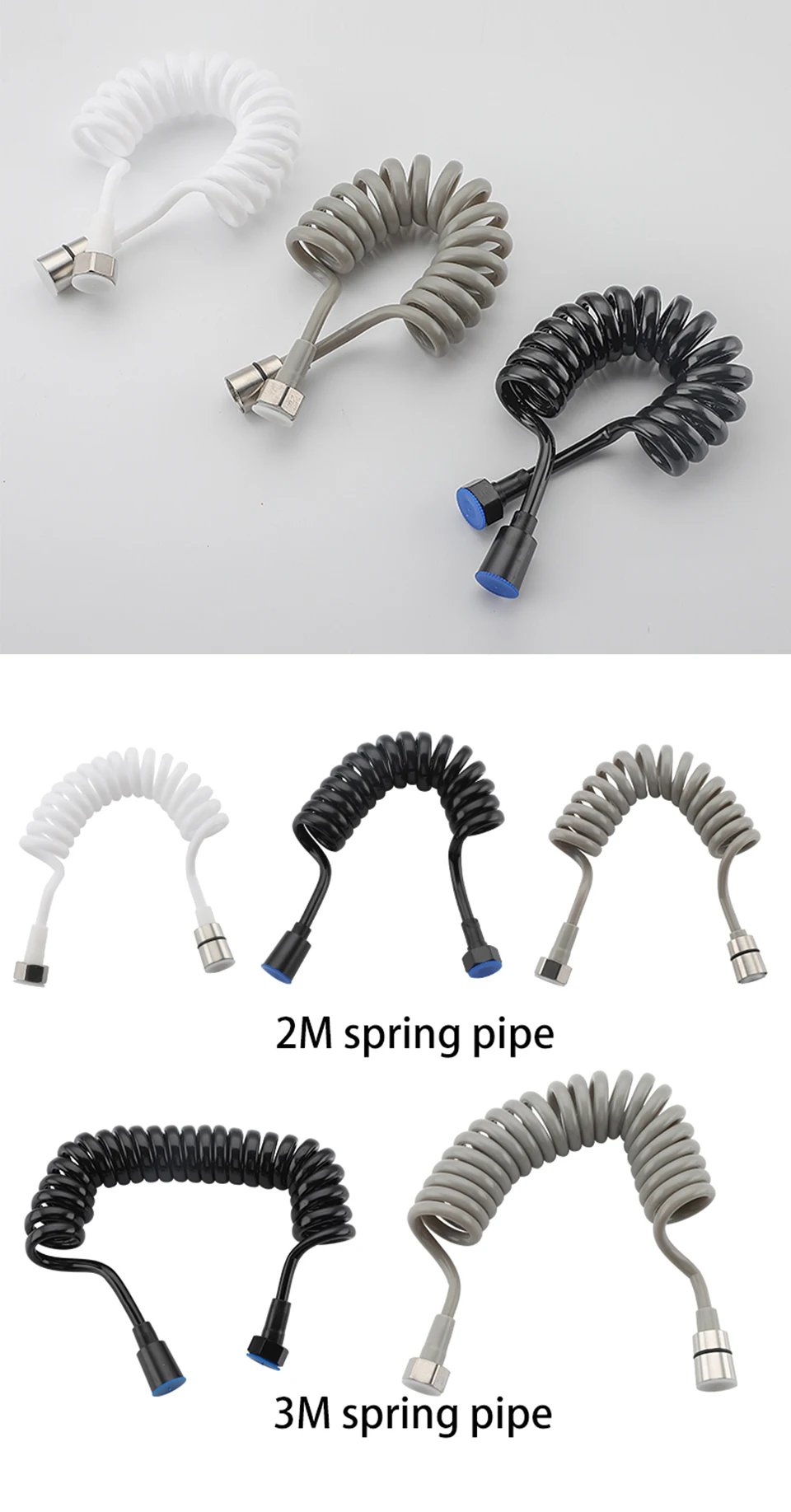 Stainless Steel Flexible Hose Shower Hose Universal Extension Hand Sprayer Pipe Connector Spring Tube Bidet Accessory