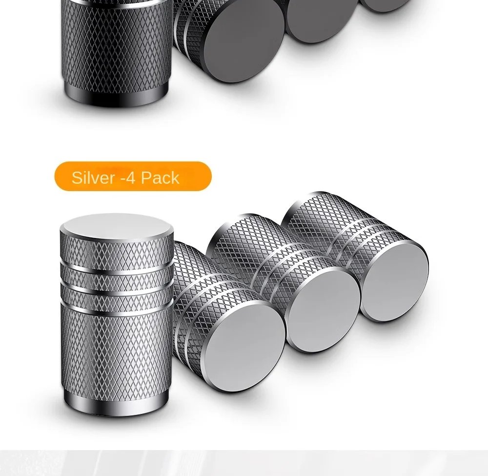 4Pcs Car Tire Valve Stems Cap Knurling Style Tire Valve Cap Aluminum Tire Wheel Stem Air Valve Cap car Universal accessories