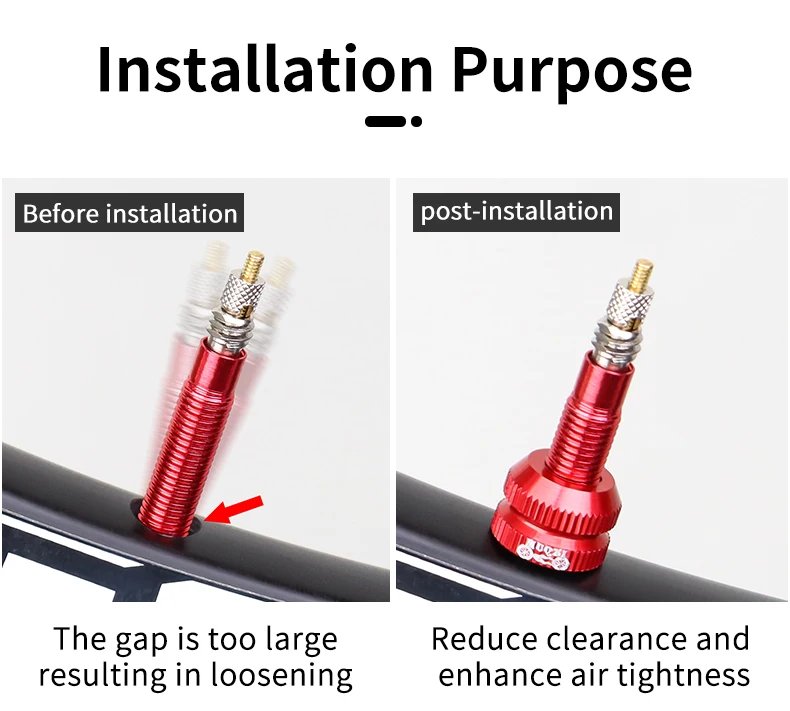 MUQZI 2PCS Tire Valve Nut MTB Road Bike Tubeless Rim Ultralight Aluminium Alloy Presta Valve Protection Screw Valve Fixed Washer