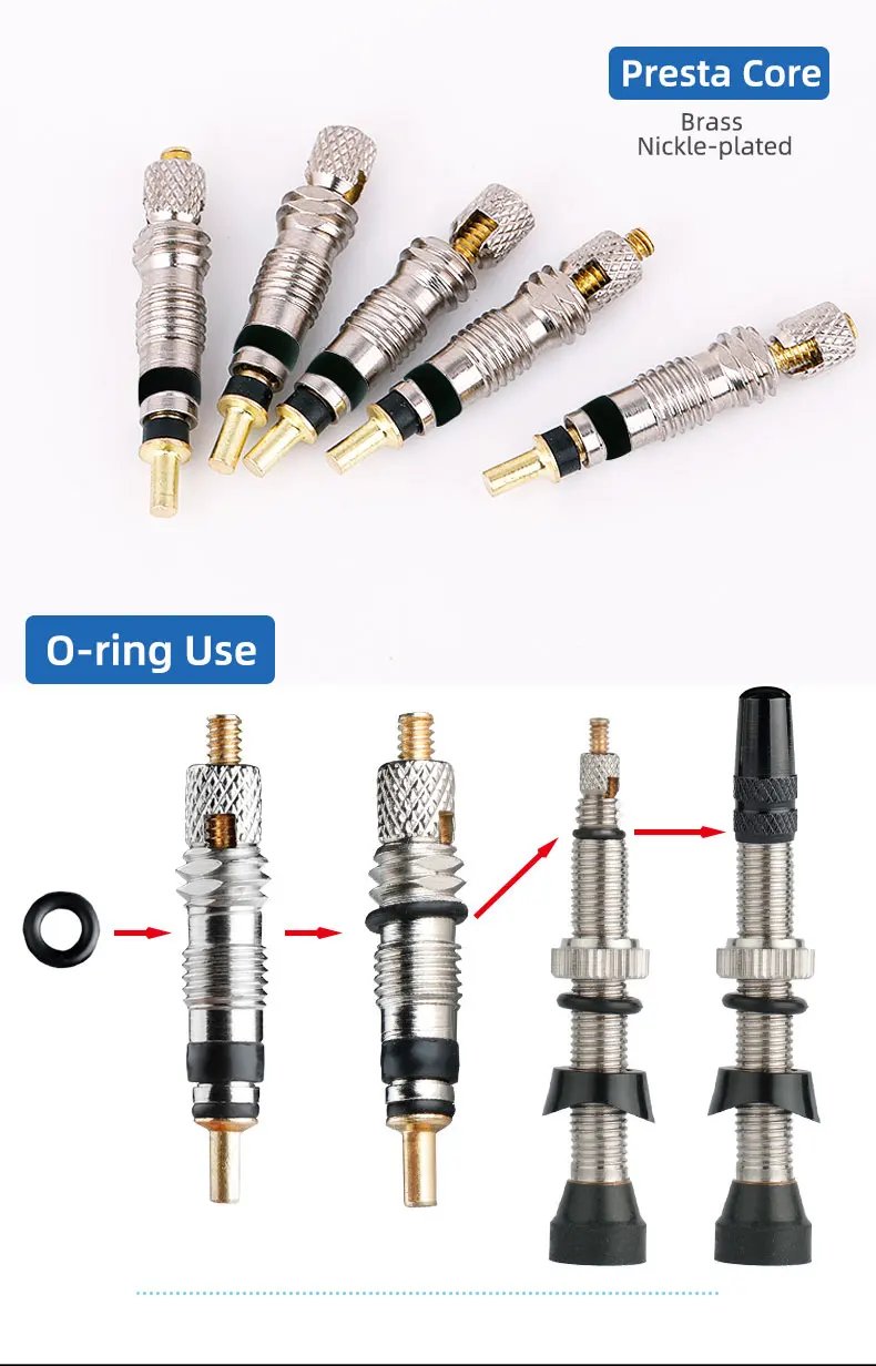 Deemount 44/60mm Presta Valves for Road Tubeless Tire CNC Alloy Stem Brass Core Cycling DIY F/V Nozzle Nipple Replacement