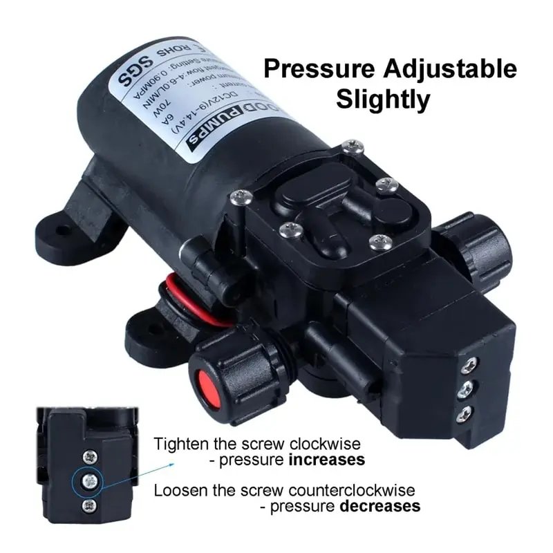 Automatic Flow Switch 6L/Min DC12V 60W 70W 130PSI AUTO Diaphragm Water Pump Mini Safe High Pressure Self Priming Pumps Automatic Flow Switch 6L/Min DC12V 60W 70W 130PSI AUTO Diaphragm Water Pump Mini Safe High Pressure Self Priming Pumps