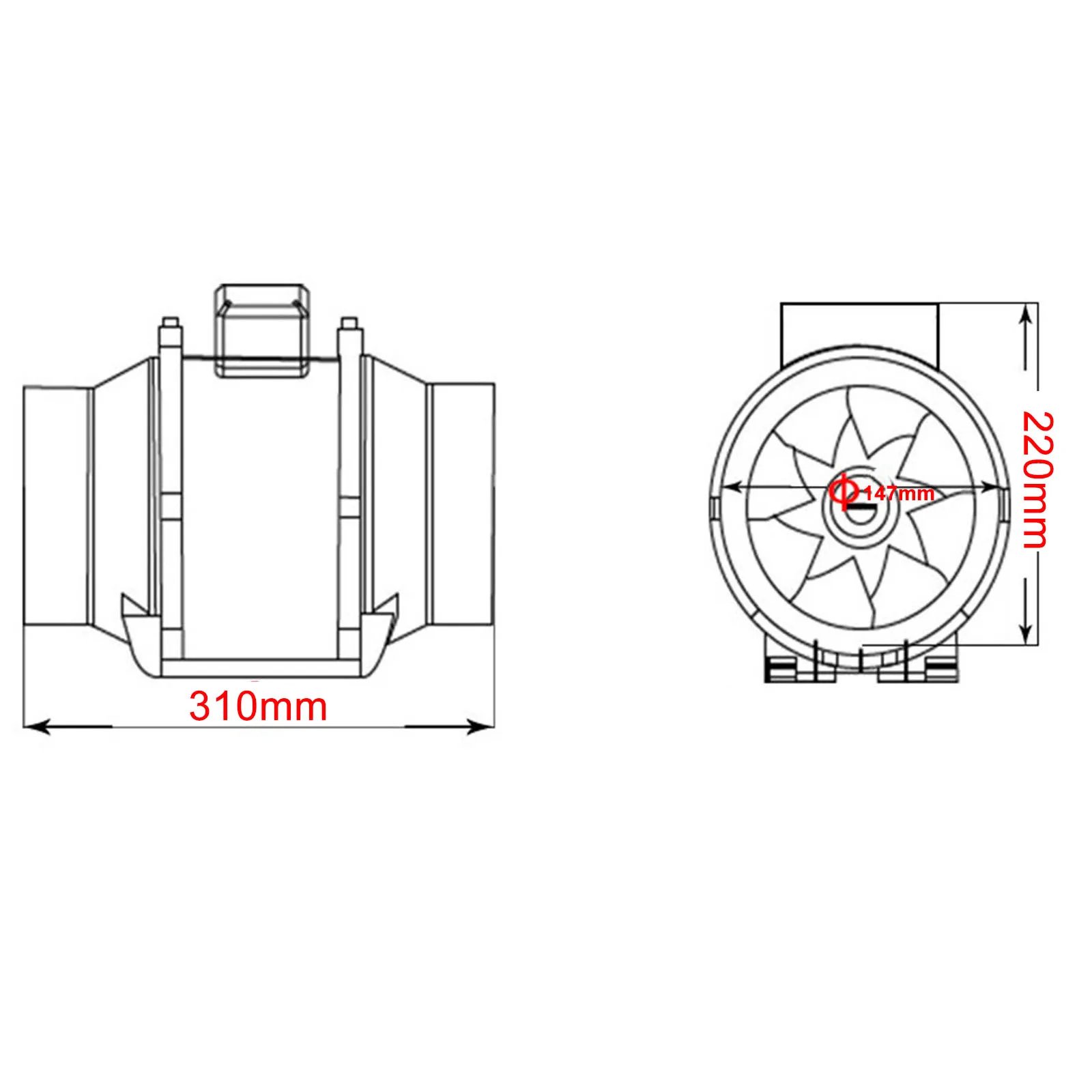 Exhaust Flue Fan 100mm Speed Control Mixed Flow Inline Fan 220V High Speed Quiet Exhaust Fan For Home Vents HVAC Systems Parts