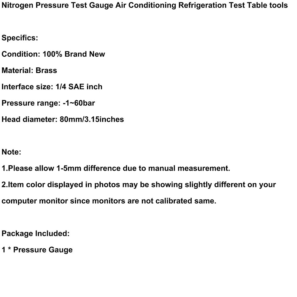 1Pcs Air Conditioner Nitrogen Pressure Tester Regulator For R134a/R22/R407C/R410A Automobile HVAC Pressure Gauge Tool Part