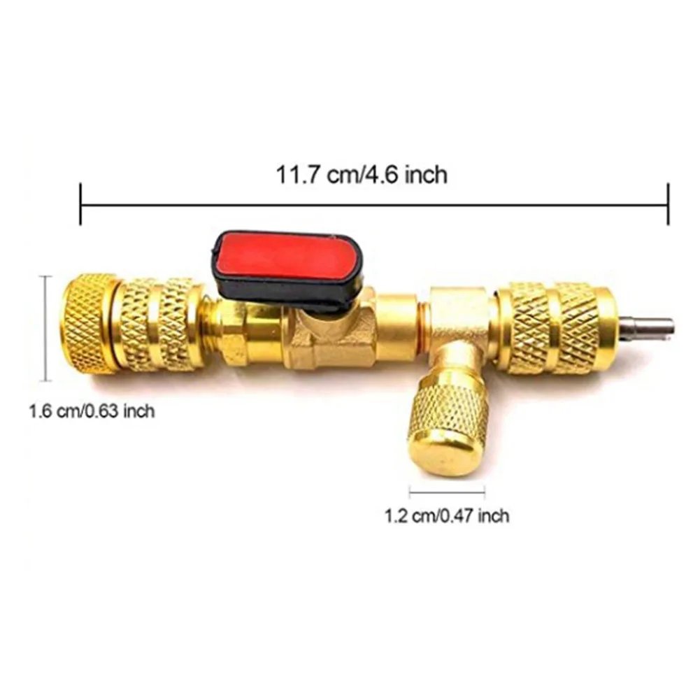 Valve Core Remover Installer Tool with Dual Size 1/4 & 5/16 Port for R12 R22 R410A HVAC System