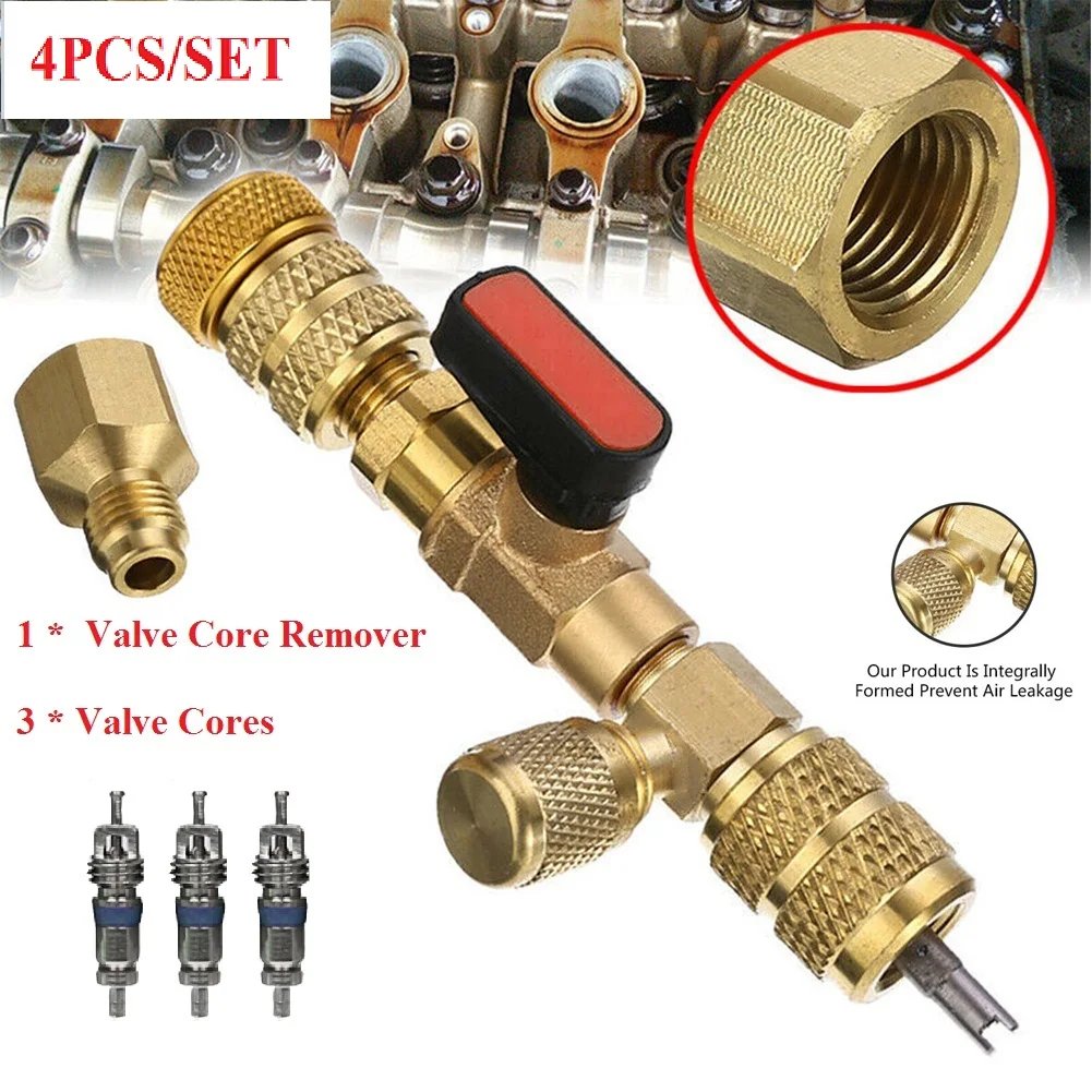 Valve Core Remover Installer Tool with Dual Size 1/4 & 5/16 Port for R12 R22 R410A HVAC System