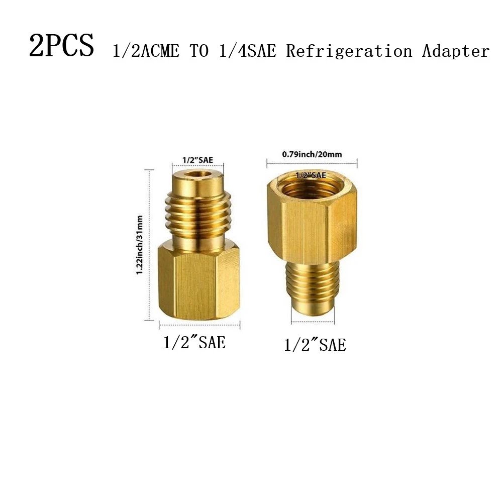 Adapter R410A 1/4 Sae Quick Connector To 1/2ACME/ 1/2ACME To 1/4SAE Connector R12 To R134a Adapter Gold HVAC Tools