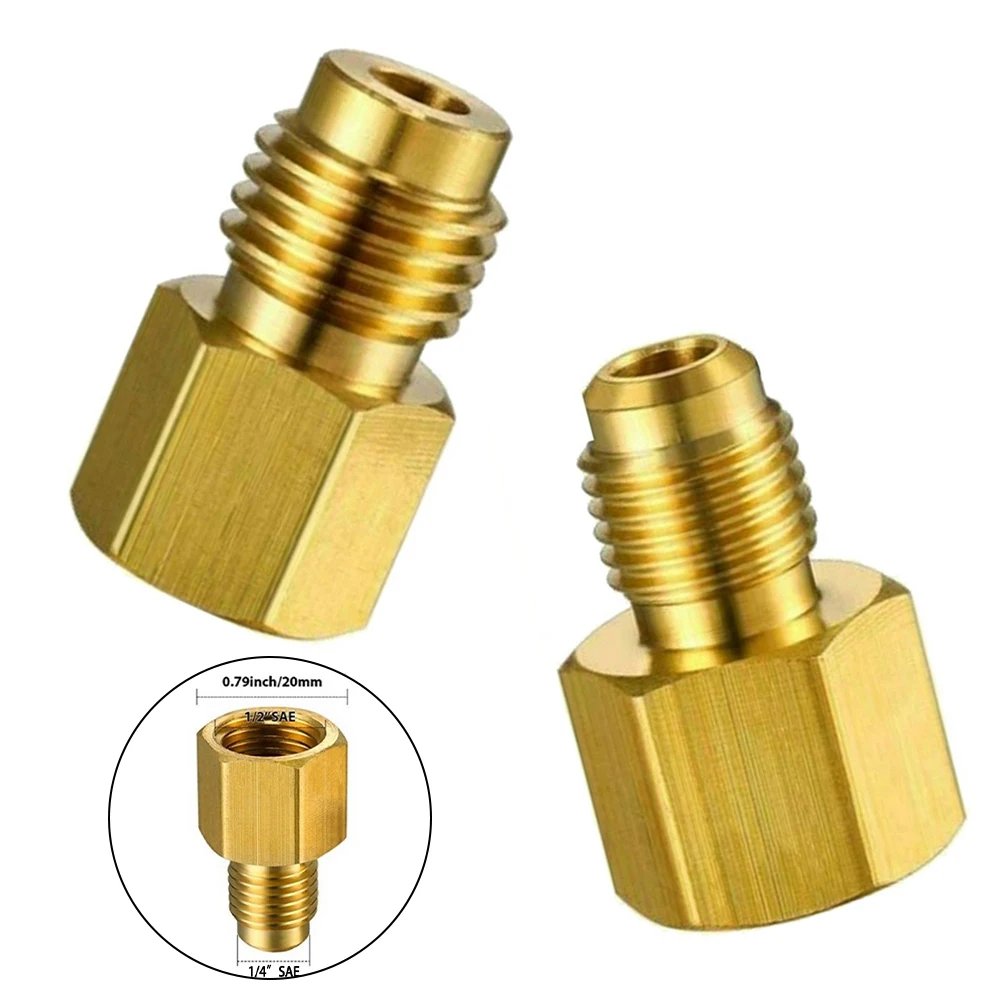 Adapter R410A 1/4 Sae Quick Connector To 1/2ACME/ 1/2ACME To 1/4SAE Connector R12 To R134a Adapter Gold HVAC Tools