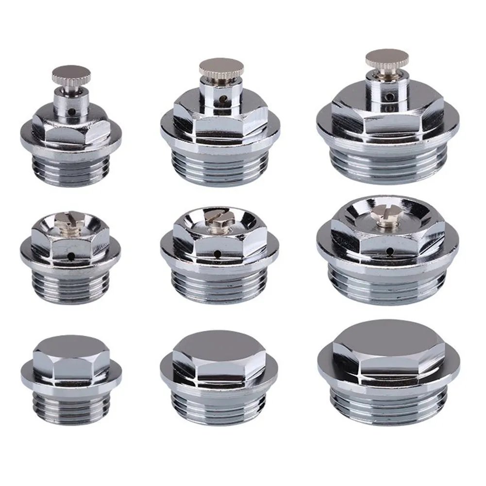 Brass Blanking Plug Air Vent Valve Bleeder Manual Bleed Plug Ventilation System Parts Central Heating Radiators G1/2 G3/4