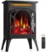 Joy Pebble Electric Fireplace Stove Heater,23'' Electric Fireplace, Fireplace Heater with 3D Logs and 4 Realistic Flame,Beige