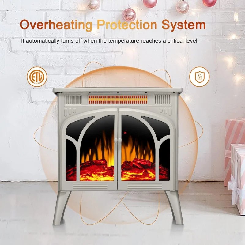 Joy Pebble Electric Fireplace Stove Heater,23” Electric Fireplace, Fireplace Heater with 3D Logs and 4 Realistic Flame,Beige Joy Pebble Electric Fireplace Stove Heater,23'' Electric Fireplace, Fireplace Heater with 3D Logs and 4 Realistic Flame,Beige