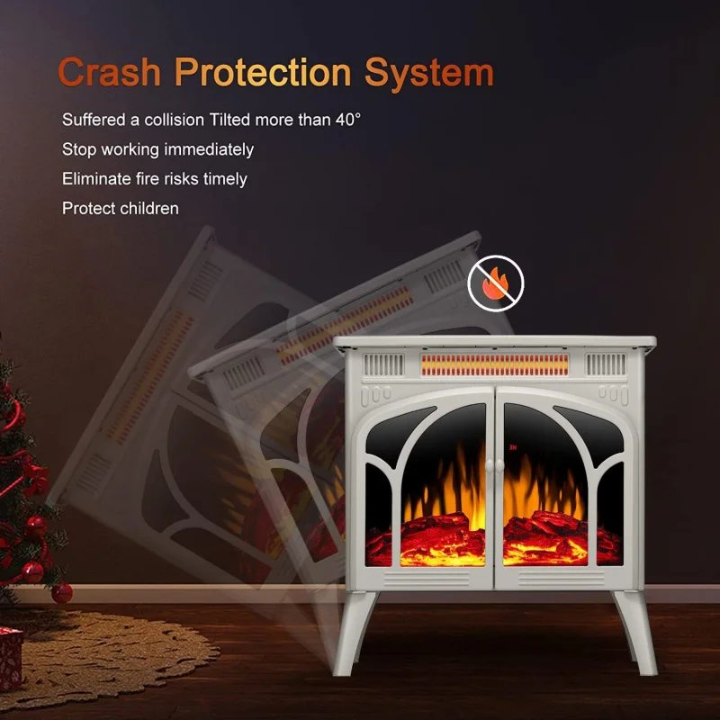 Joy Pebble Electric Fireplace Stove Heater,23” Electric Fireplace, Fireplace Heater with 3D Logs and 4 Realistic Flame,Beige Joy Pebble Electric Fireplace Stove Heater,23'' Electric Fireplace, Fireplace Heater with 3D Logs and 4 Realistic Flame,Beige