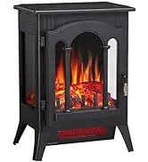 Joy Pebble Electric Fireplace Stove Heater,23'' Electric Fireplace, Fireplace Heater with 3D Logs and 4 Realistic Flame,Beige