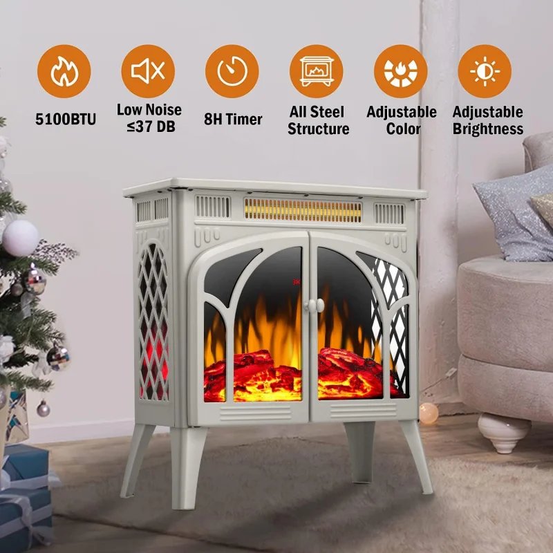 Joy Pebble Electric Fireplace Stove Heater,23” Electric Fireplace, Fireplace Heater with 3D Logs and 4 Realistic Flame,Beige Joy Pebble Electric Fireplace Stove Heater,23'' Electric Fireplace, Fireplace Heater with 3D Logs and 4 Realistic Flame,Beige