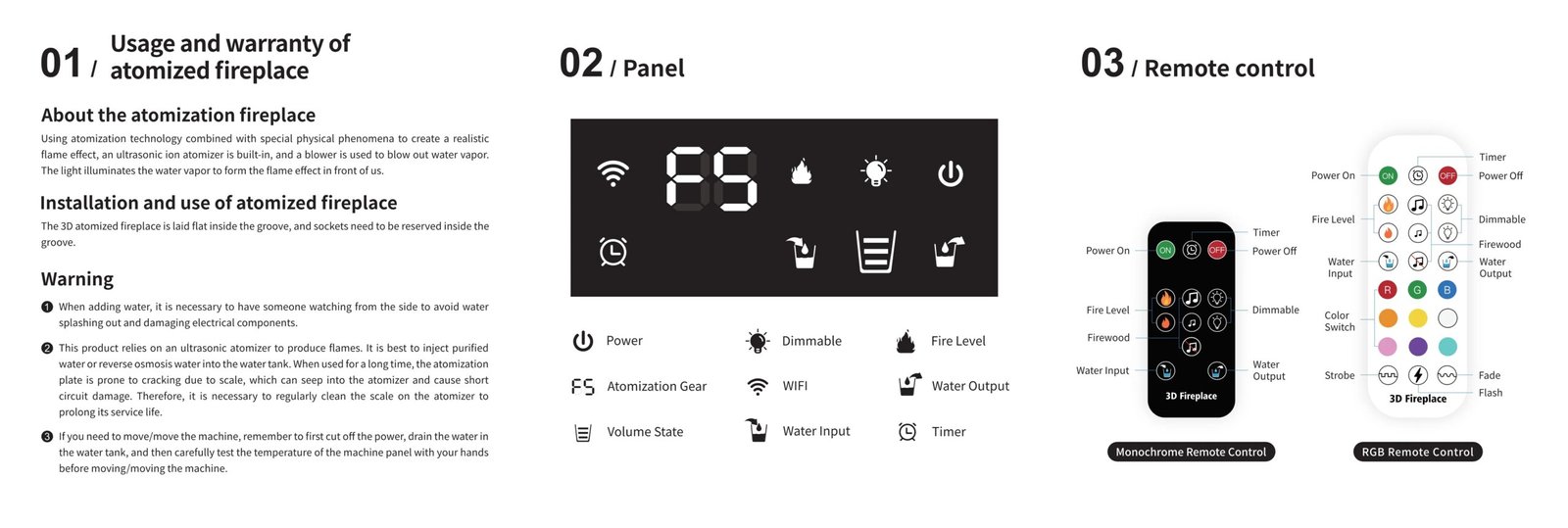 Electric Fireplace 3D Water Mist Fireplace Embedded Realistic Mist Flame Remote Control APP Interior Decoration Steam Fireplace