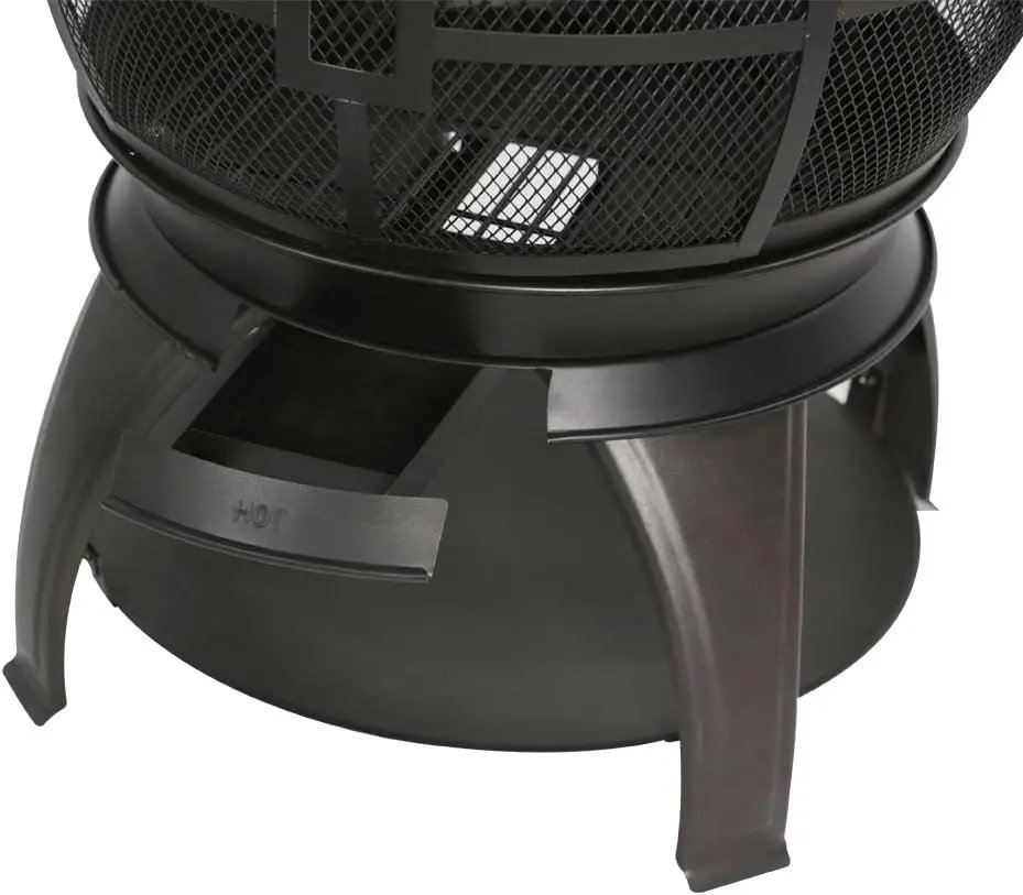 Wood Burning Fire Pits Chimenea Outdoor Fireplace Wooden Firepit, Brown-Black