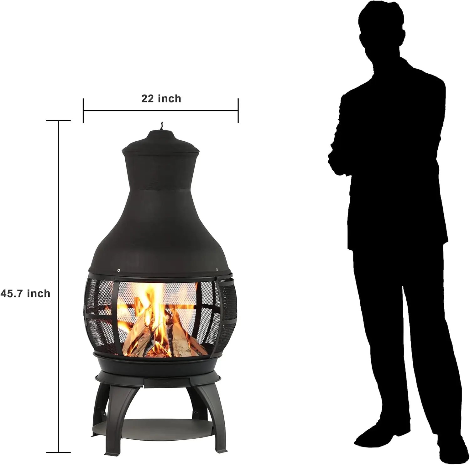 Wood Burning Fire Pits Chimenea Outdoor Fireplace Wooden Firepit, Brown-Black