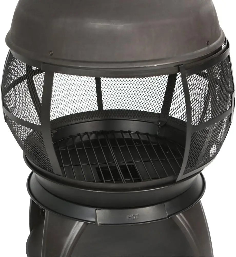 Wood Burning Fire Pits Chimenea Outdoor Fireplace Wooden Firepit, Brown-Black