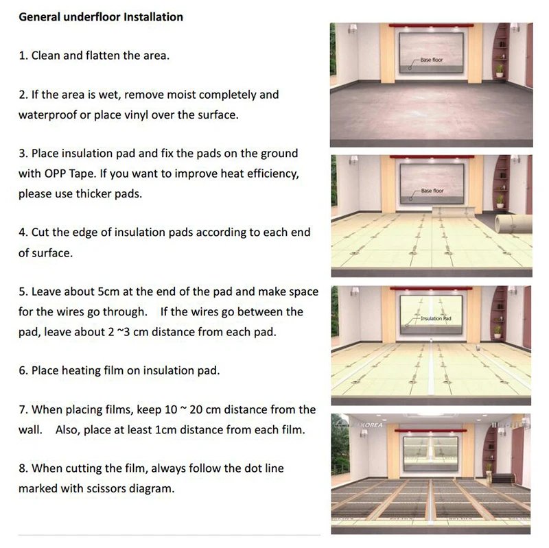 All Sizes 220V 50cm Width Healthy Floor Heating Infrared Underfloor Heating Carbon Film Heater Electric Floor Warming Mat 220W