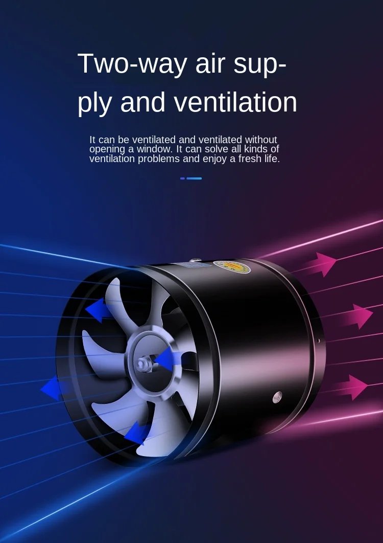 4''6''8''  Pipe Exhaust Fan Air Ventilator Metal Pipe Ventilation Exhaust Fan Mini Extractor Bathroom Toilet Wall Fan Duct Fan