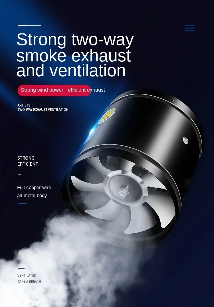 4''6''8''  Pipe Exhaust Fan Air Ventilator Metal Pipe Ventilation Exhaust Fan Mini Extractor Bathroom Toilet Wall Fan Duct Fan