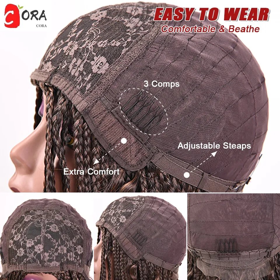 New Short Braided Wig Machine -made Synthetic Twist Box Braided Bob Wigs Curly Wigs With The End Goddess Wigs For Black Women