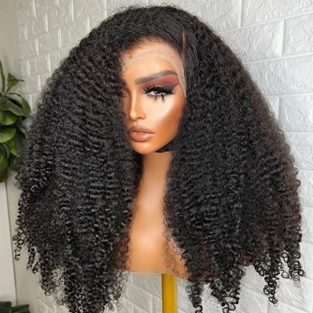 QW Afro Black Soft Glueless Synthetic Kinky Curly Lace Front Wig For African Women  Baby Hair Black Preplucked Daily Cosplay