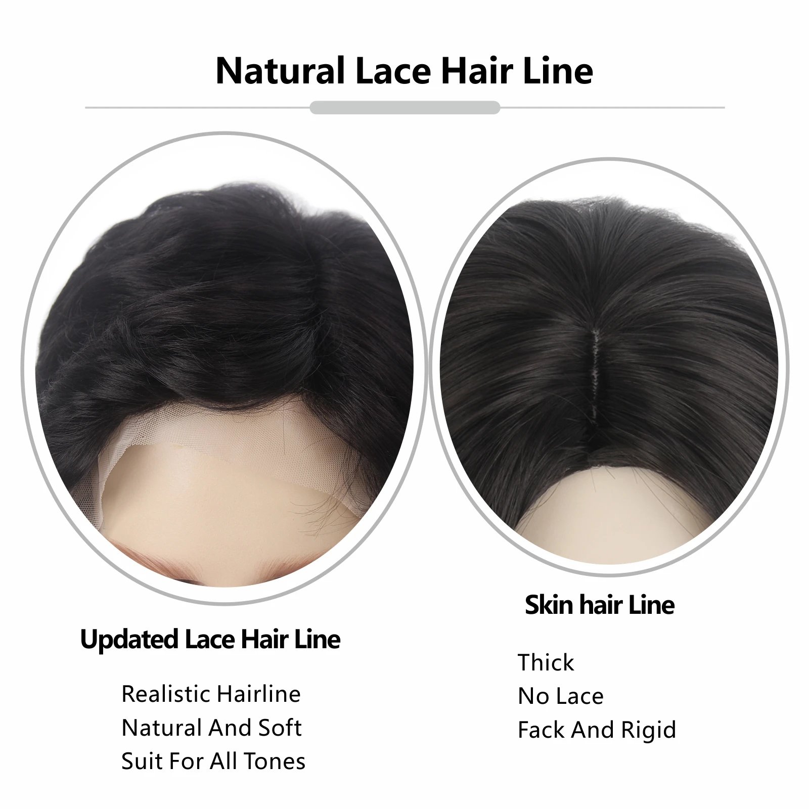 Black Mens Lace Front Mens Wigs Updated Soft Material 6X4X0.5 T Part Lace Straight Wigs with 150% Density Side Part Synthetic Ha