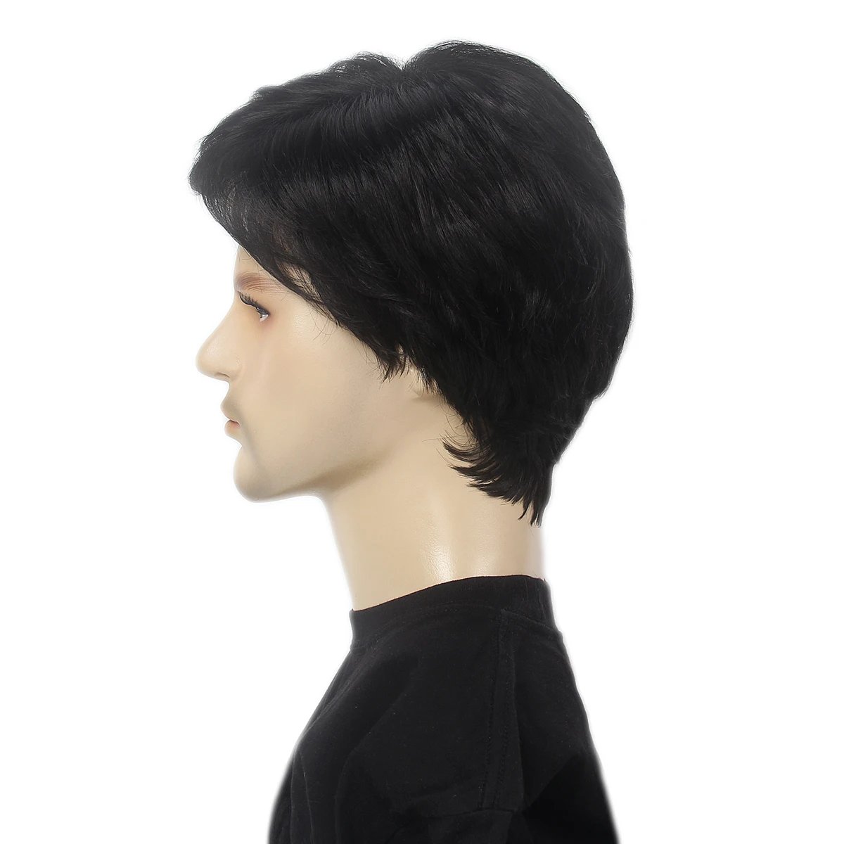 Black Mens Lace Front Mens Wigs Updated Soft Material 6X4X0.5 T Part Lace Straight Wigs with 150% Density Side Part Synthetic Ha