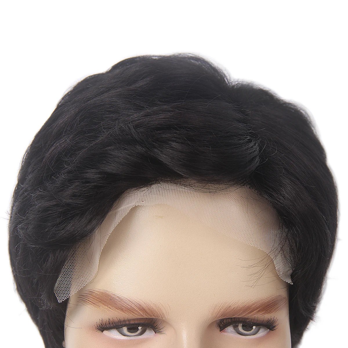 Black Mens Lace Front Mens Wigs Updated Soft Material 6X4X0.5 T Part Lace Straight Wigs with 150% Density Side Part Synthetic Ha