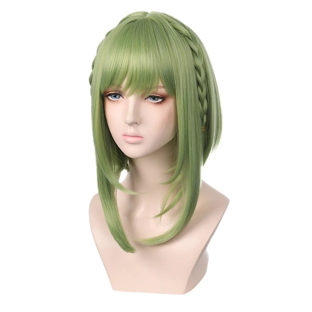 Comic Character Cosplay Wig Hair Cap + Green Microroll Cosplay Wigs Synthetic Hair Manzhan Special Wig Cosplay Specific Wig