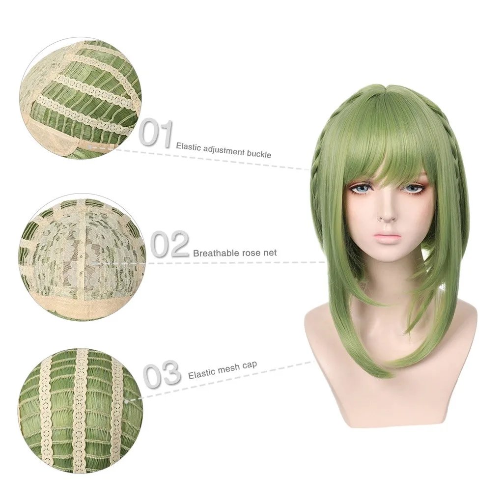 Comic Character Cosplay Wig Hair Cap + Green Microroll Cosplay Wigs Synthetic Hair Manzhan Special Wig Cosplay Specific Wig