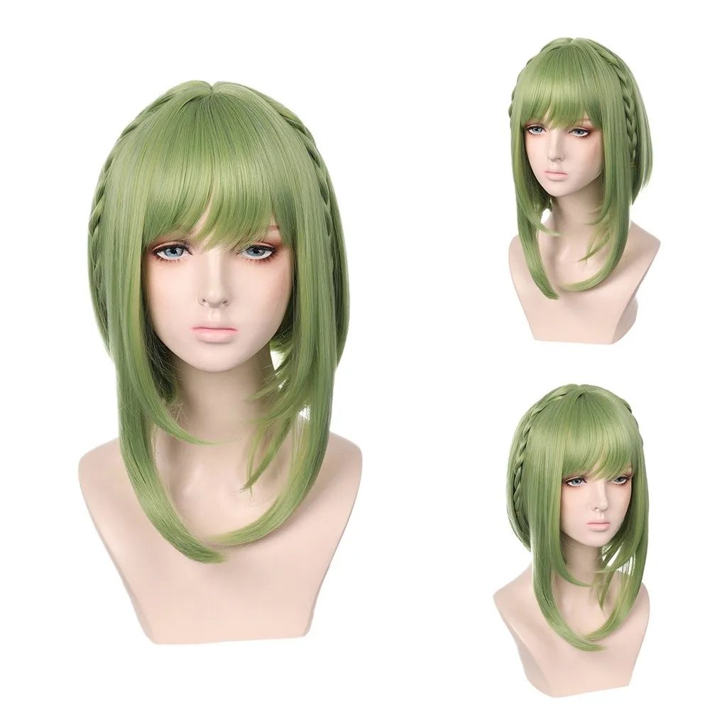 Comic Character Cosplay Wig Hair Cap + Green Microroll Cosplay Wigs Synthetic Hair Manzhan Special Wig Cosplay Specific Wig