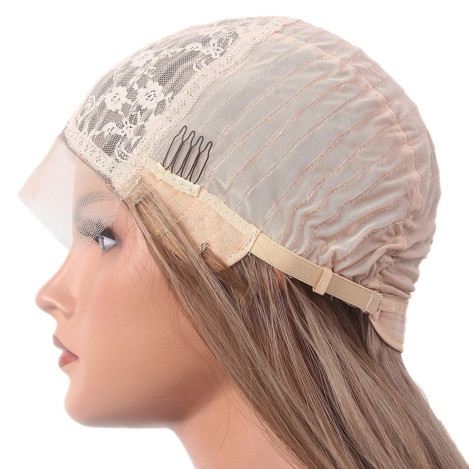 Long Wavy Lace Front Wig Synthetic Hair for Women Highlight Brown Glueless Lace Frontal Body Wave