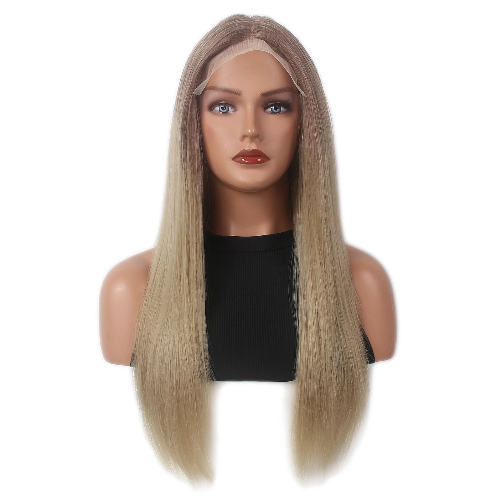 26Inch Straight High Temperature Fiber Lace Front Wig Cosplay Glueless Synthetic Hair Frontal Wigs