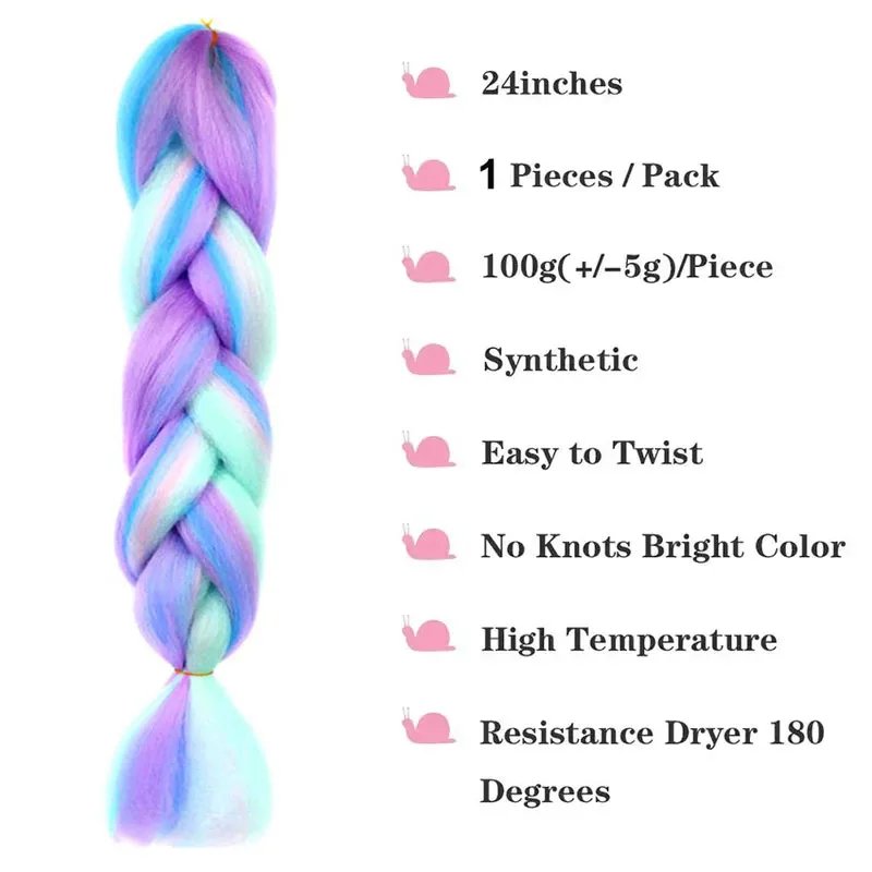 24 inch Colorful Jumbo Braiding Hair Extensions synthetic braiding hair Extensions Box Braids Crochet Hair Extensions