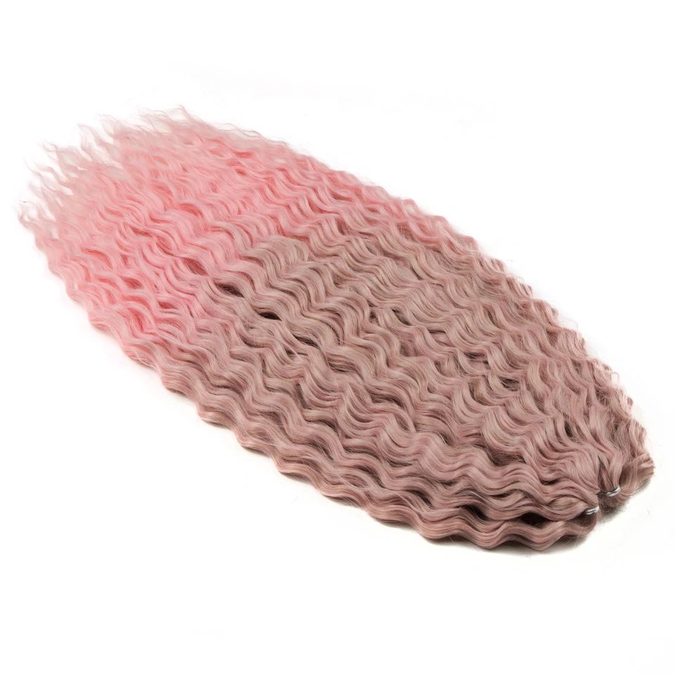 Ariel Curl Hair Water Wave Twist Crochet Hair Synthetic Braid Hair Ombre Blonde Pink 22 Inch Deep Wave Braiding Hair Extension