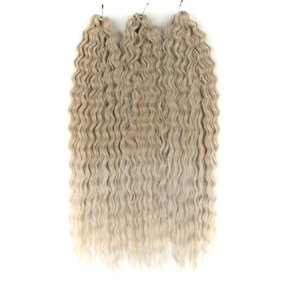 Ariel Curl Hair Water Wave Twist Crochet Hair Synthetic Braid Hair Ombre Blonde Pink 22 Inch Deep Wave Braiding Hair Extension