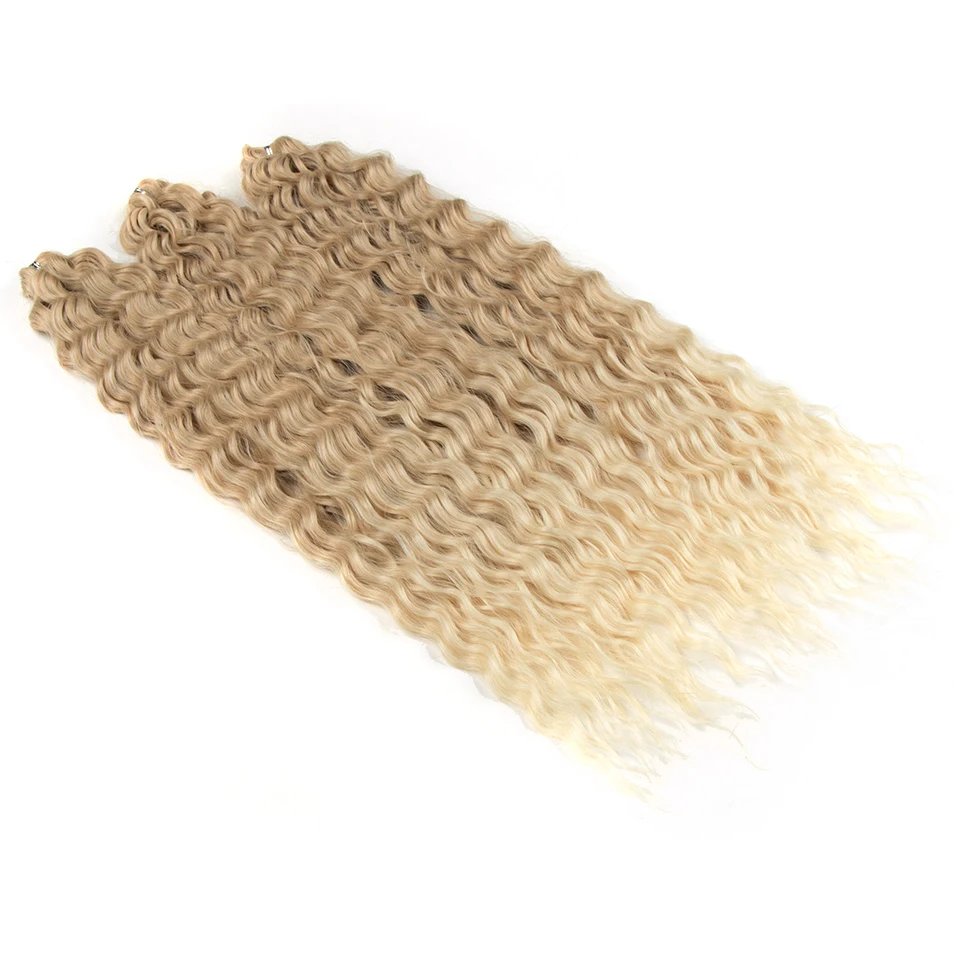 Ariel Curl Hair Water Wave Twist Crochet Hair Synthetic Braid Hair Ombre Blonde Pink 22 Inch Deep Wave Braiding Hair Extension