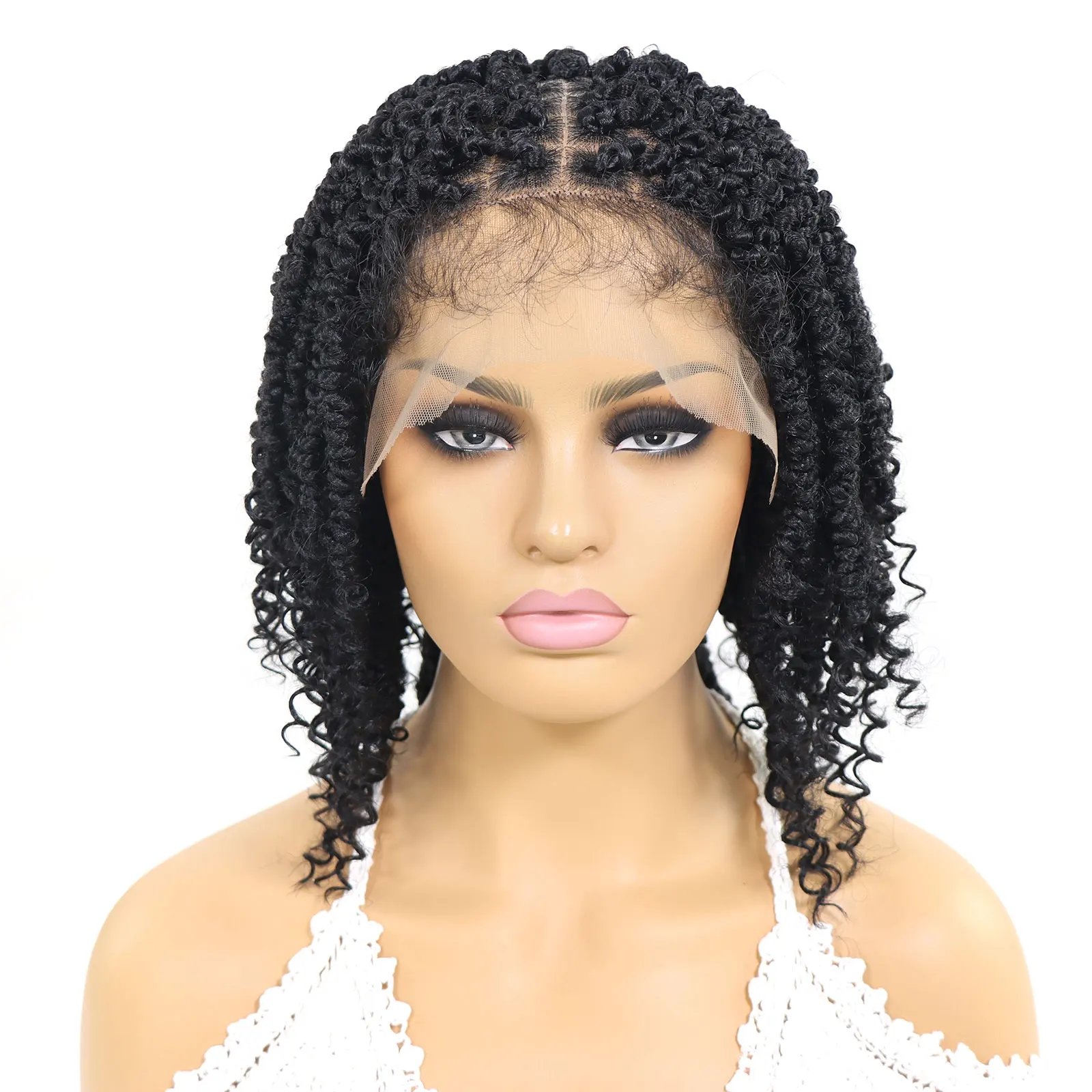 Short Passion Twist Braided Wigs Curly Ends Square Part Blonde Bob Braided Lace Front Wig For Women Synthetic 12Inch Braided Wig Short Passion Twist Braided Wigs Curly Ends Square Part Blonde Bob Braided Lace Front Wig For Women Synthetic 12Inch Braided Wig
