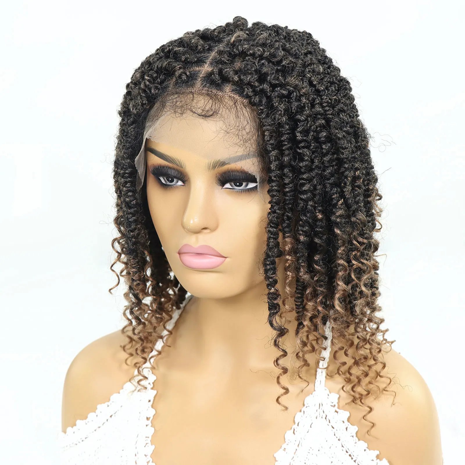 Short Passion Twist Braided Wigs Curly Ends Square Part Blonde Bob Braided Lace Front Wig For Women Synthetic 12Inch Braided Wig Short Passion Twist Braided Wigs Curly Ends Square Part Blonde Bob Braided Lace Front Wig For Women Synthetic 12Inch Braided Wig