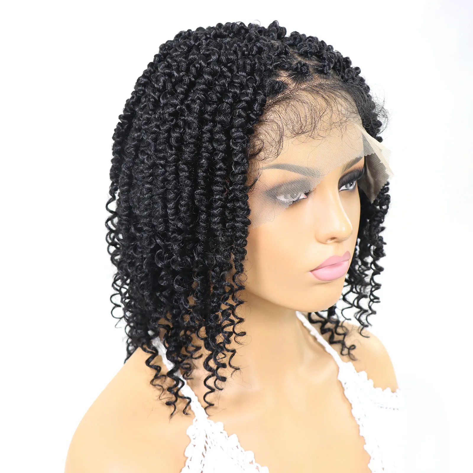 Short Passion Twist Braided Wigs Curly Ends Square Part Blonde Bob Braided Lace Front Wig For Women Synthetic 12Inch Braided Wig Short Passion Twist Braided Wigs Curly Ends Square Part Blonde Bob Braided Lace Front Wig For Women Synthetic 12Inch Braided Wig